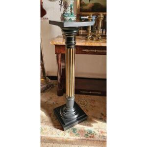 Louis XVI Style Blackened Wood Column, 19th Century