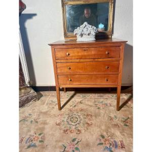 Small 18th Century Directoire Chest Of Drawers In Cherry Wood.