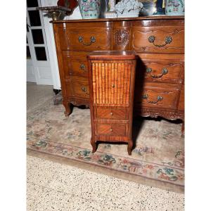 Louis XVI Bedside Table In Marquetry From The 18th Century 