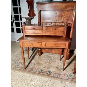 Louis XVI Style Desk With Steps, In Walnut, 19th Century 