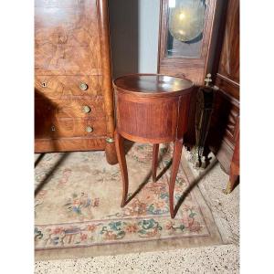 Bedside Table, Drum, Restoration In Mahogany, 19th Century Period 