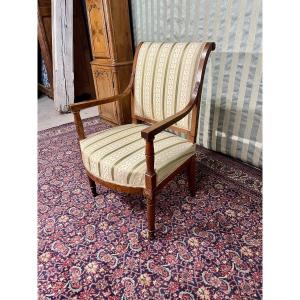 Armchair, Directoire In Walnut, 18th Century 