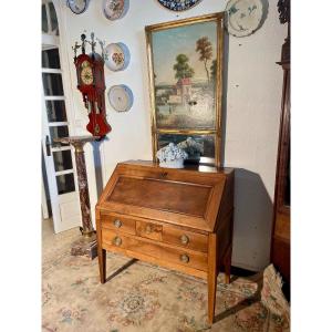 Desk, Sloping, Secretary, Louis XVI In Walnut, 18th Century. 