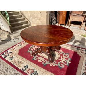 Table, Period Mahogany Pedestal Table, Napoleon III, 19th Century.