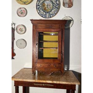 Verriau, Small Provencal Hanging Furniture In Walnut, 18th Century.