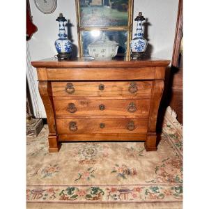 Chest Of Drawers, Restoration With Walnut Cross, 19th Century.