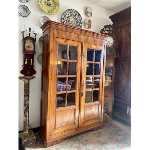 Library Display Case Restoration In Cherry Wood From The 19th Century 