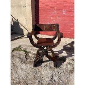 Dagobert Armchair, Louis XIII, In Oak, 18th Century.