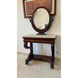 Dressing Table, Empire In Mahogany From The 19th Century.