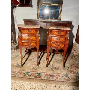 Pair Of Louis XV Bedside Tables, In Rosewood, 1950s Period.