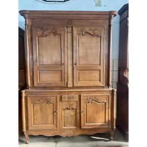 Two-body Louis XV Sideboard In Oak From The 19th Century.