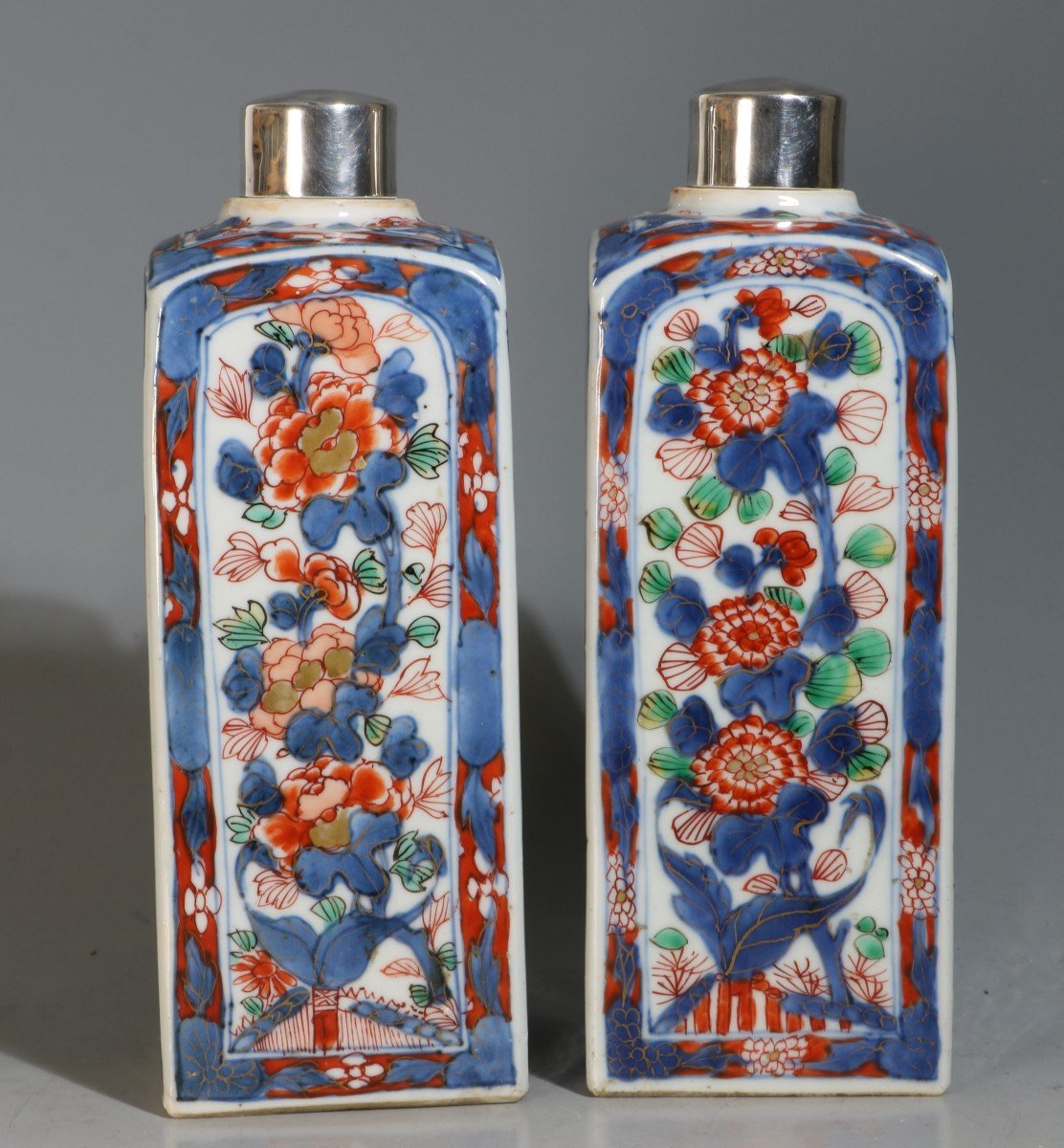 Une Paire De Flacons à Gin Verte Imari Kangxi E18thc-photo-2