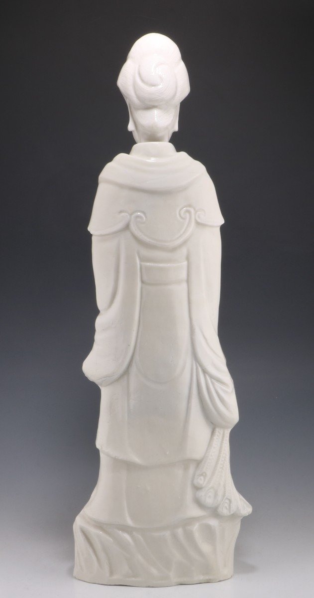  Statuette En Blanc De Chine Représentant Une Dame Et Un Phénix Kangxi, XVIIe Siècle-photo-4