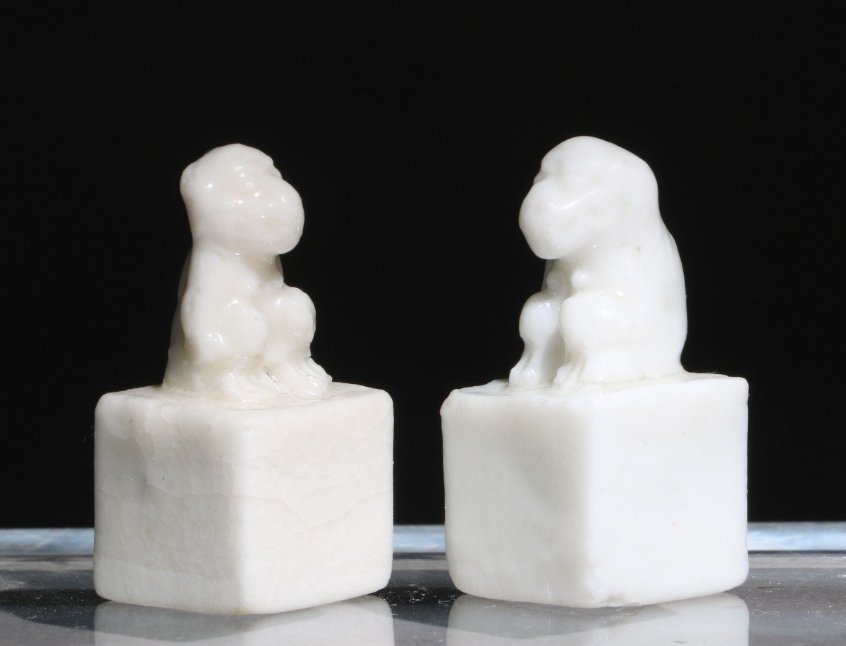 A Rare Pair Of Kangxi Blanc De Chine Seals C17/18th-photo-3