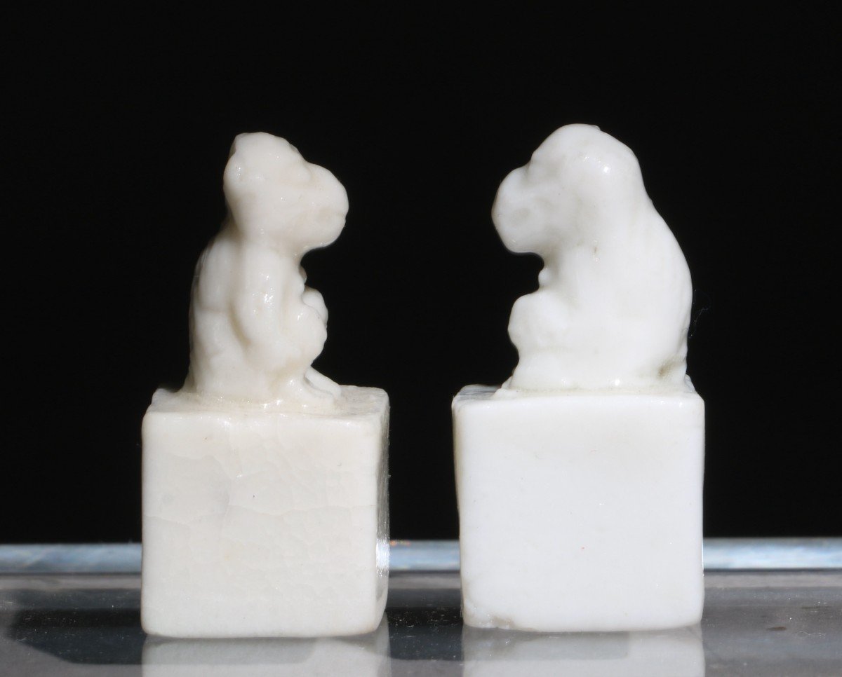 A Rare Pair Of Kangxi Blanc De Chine Seals C17/18th-photo-4