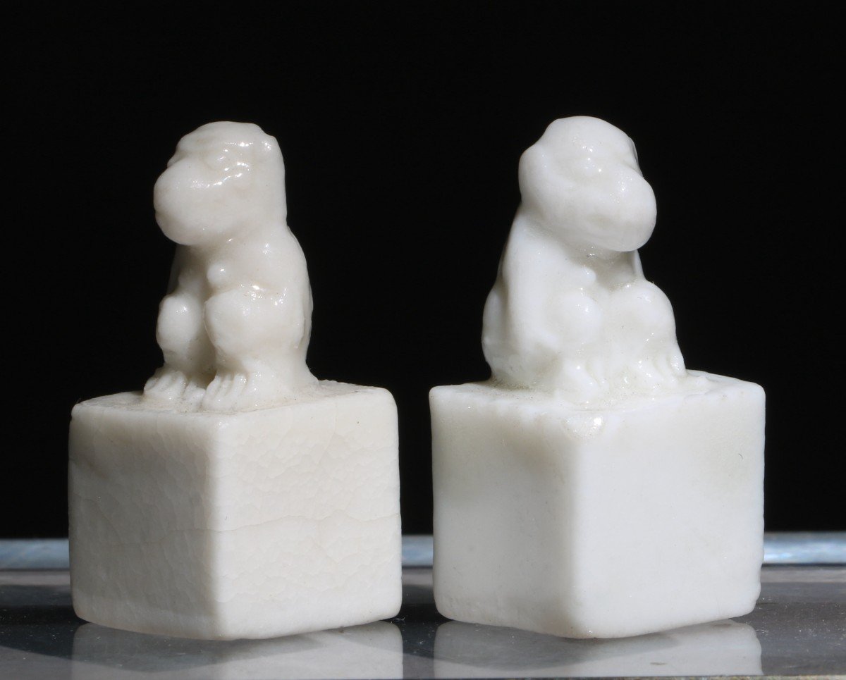 A Rare Pair Of Kangxi Blanc De Chine Seals C17/18th-photo-3