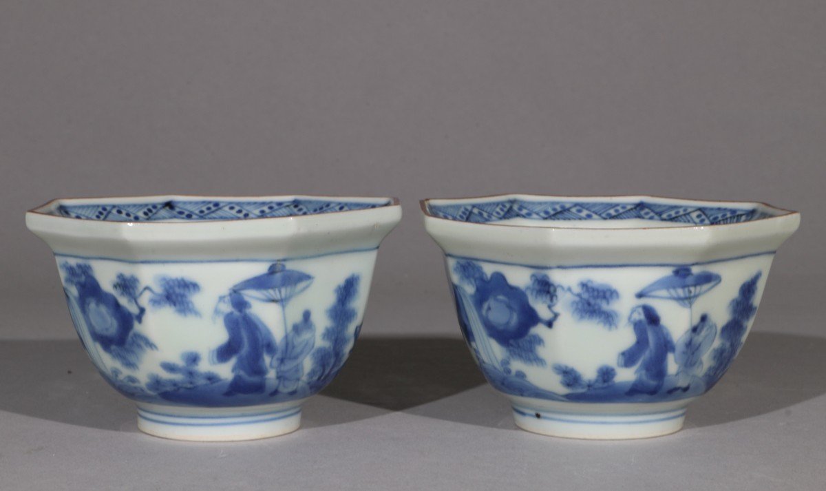  Paire De Bols Bleus Et Blancs Arita Japon 1700-30-photo-2