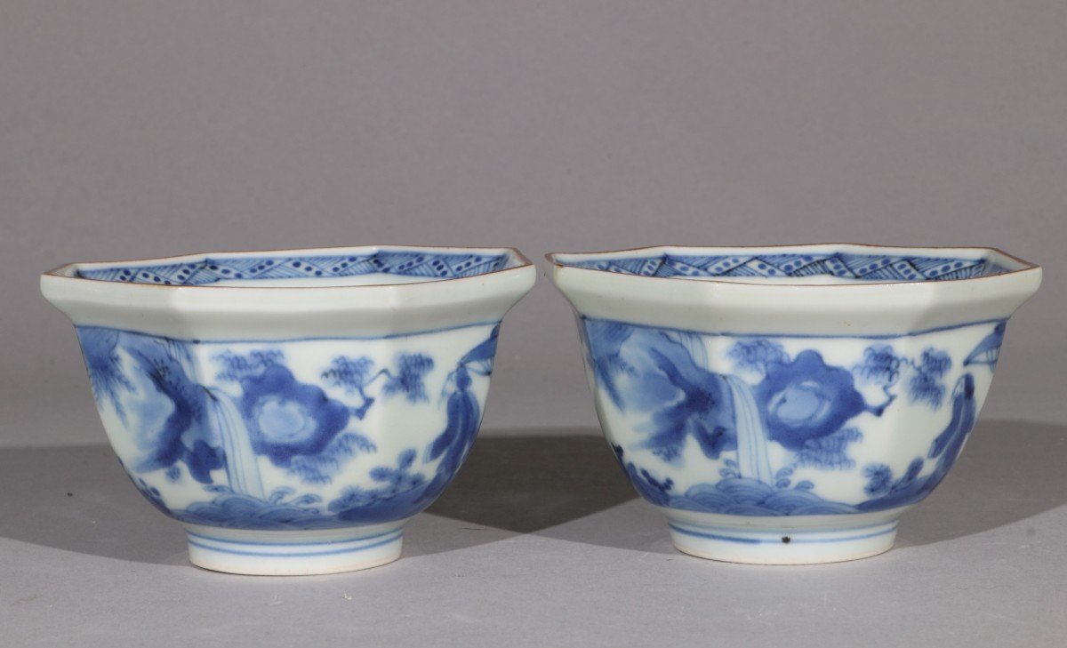  Paire De Bols Bleus Et Blancs Arita Japon 1700-30-photo-4