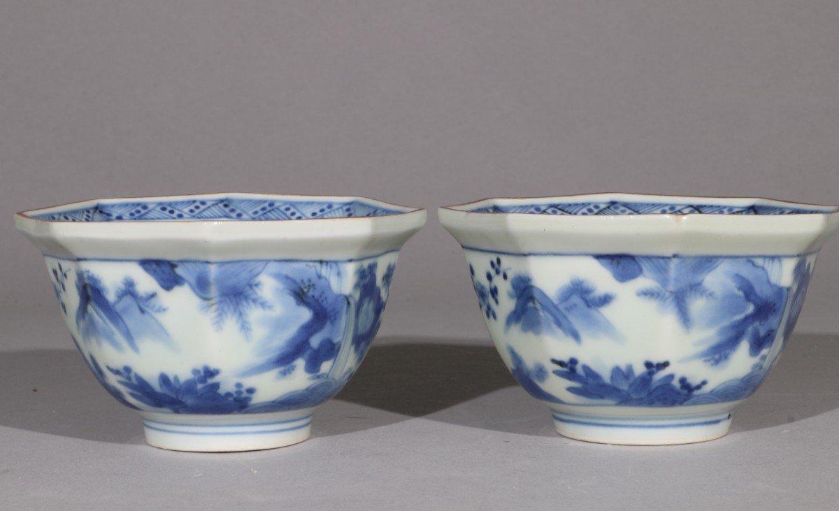  Pair Of Blue And White Bowls Arita Japan 1700-30-photo-1