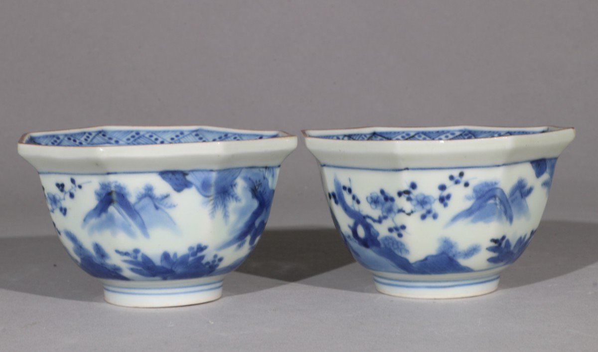  Paire De Bols Bleus Et Blancs Arita Japon 1700-30-photo-2