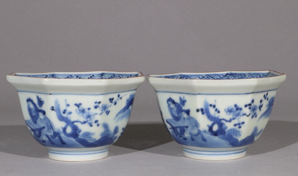  Paire De Bols Bleus Et Blancs Arita Japon 1700-30-photo-3