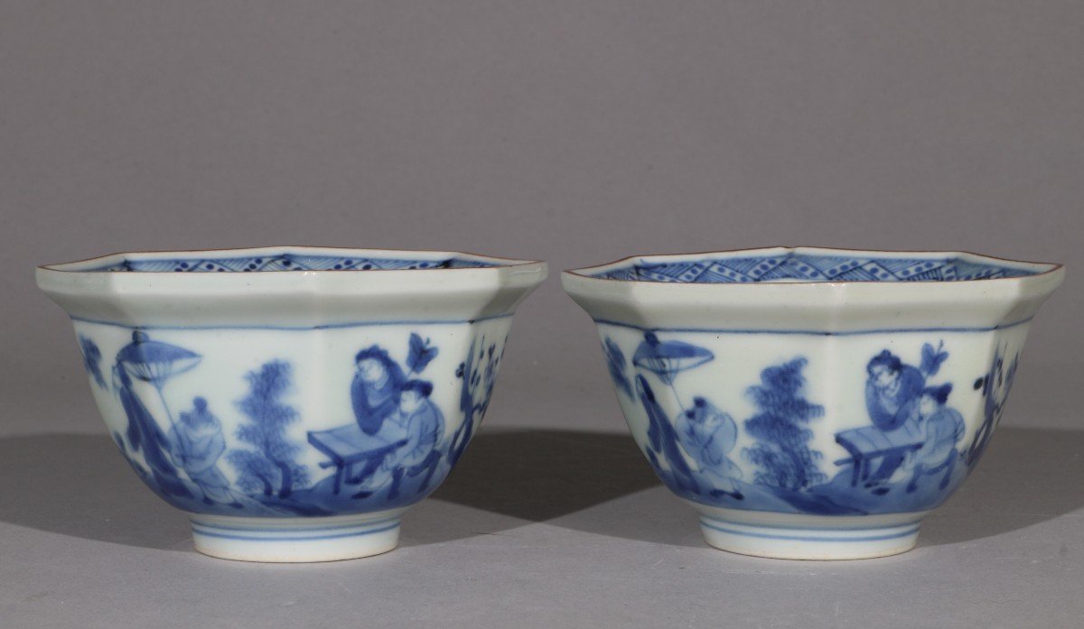  Paire De Bols Bleus Et Blancs Arita Japon 1700-30-photo-4