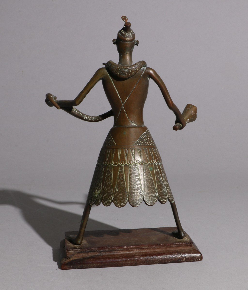 Beautiful Brass Fon Figurine From Benin, Early 20th Century-photo-4