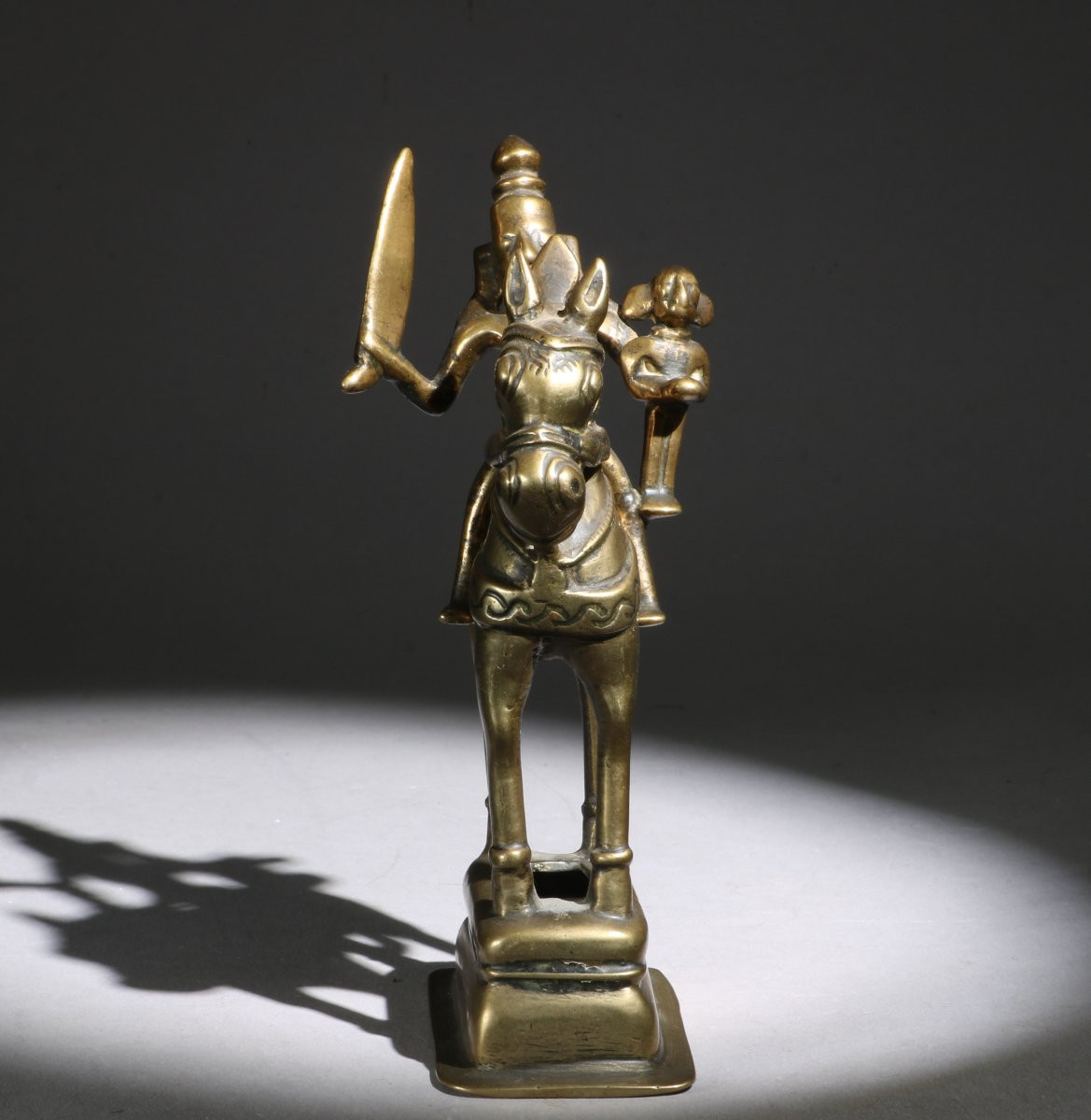 An Indian Brass Figure Of Khandora And Mhalsa 18/19th Century-photo-3