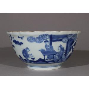 Un Bol Japonais Bleu Et Blanc Arita C1700