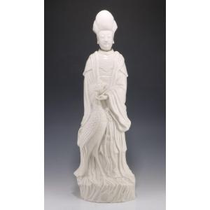  Statuette En Blanc De Chine Représentant Une Dame Et Un Phénix Kangxi, XVIIe Siècle