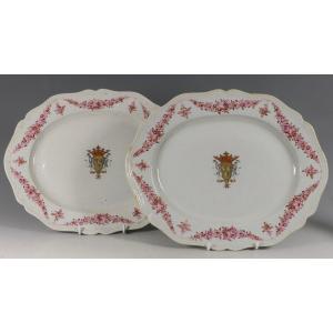  A Pair Of Qianlong French Market Armorial Meat Dishes C1778