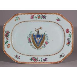 A Qianlong Armorial Meat Plate C1755/65