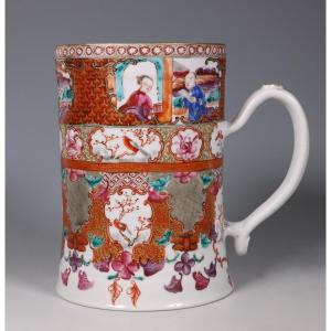 Fine Famille Rose Mandarin Palette Tankard C1775