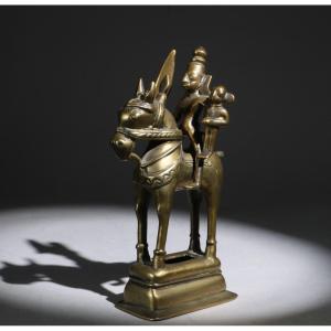 An Indian Brass Figure Of Khandora And Mhalsa 18/19th Century