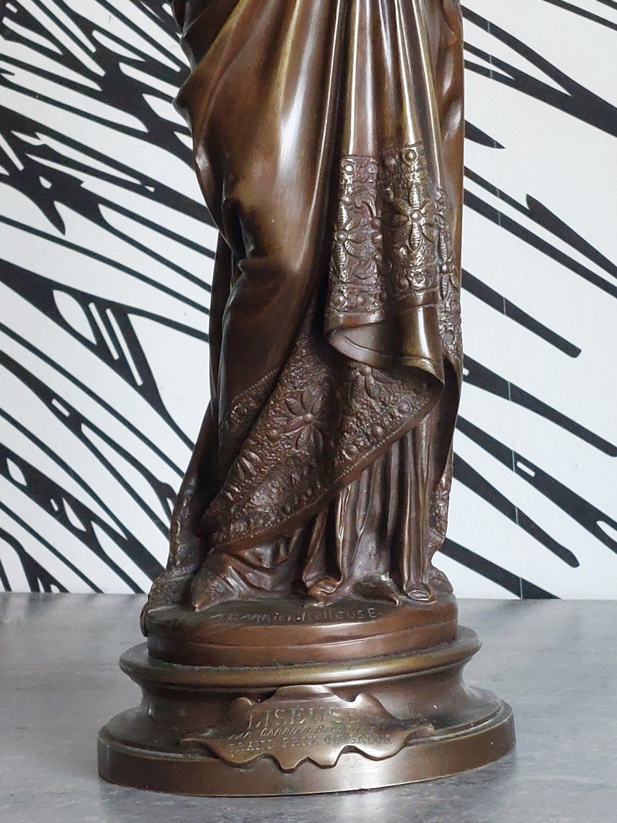 Bronze "la Liseuse " Signé A.carrier Belleuse XIXème Siècle-photo-4