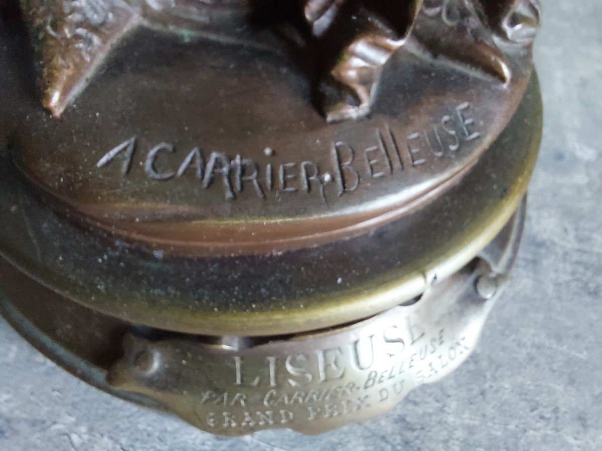 Bronze "la Liseuse " Signé A.carrier Belleuse XIXème Siècle-photo-1