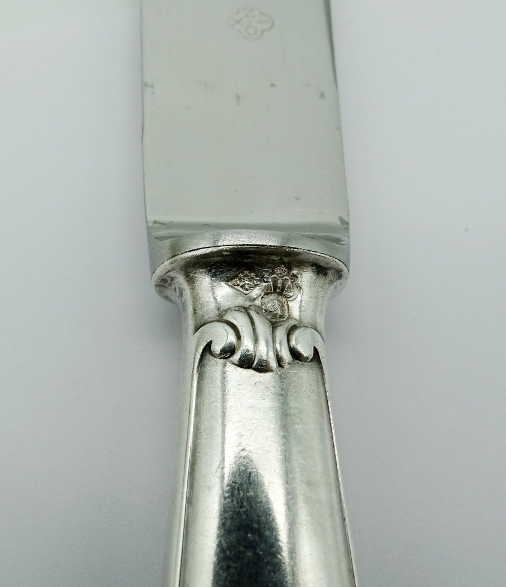 Christofle Et Cardeilhac 6 Table Knives In Silver 1950s-photo-3