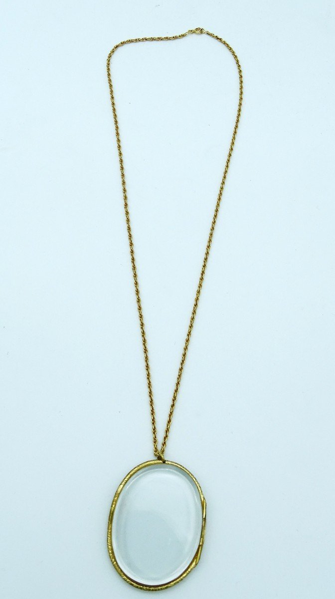 Double Photo Holder Pendant With Golden Metal Chain 1900-photo-2