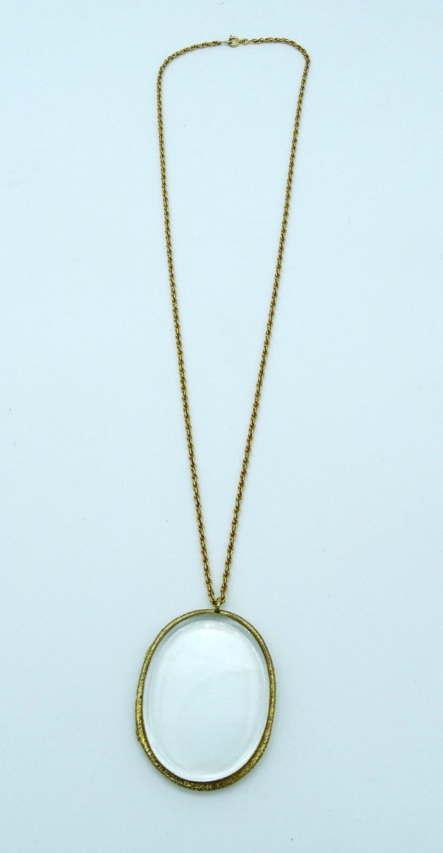 Double Photo Holder Pendant With Golden Metal Chain 1900-photo-1