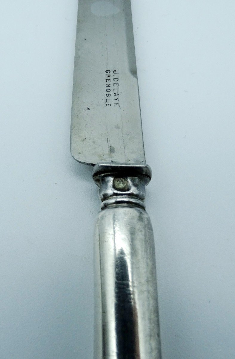 12 Fruit Or Dessert Knives Silver Handle 1900-photo-4