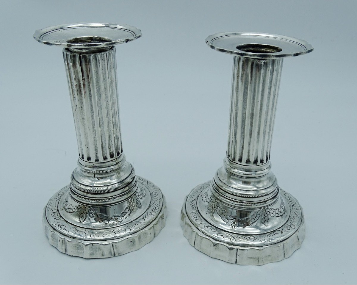 1940s Pair Of Silver Plated Metal  Candlesticks 