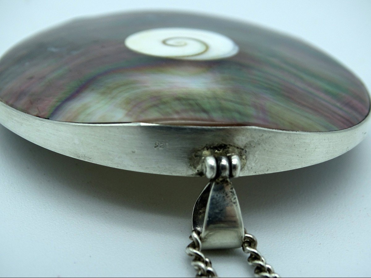 70s Silver And Mother-of-pearl Pendant-photo-3