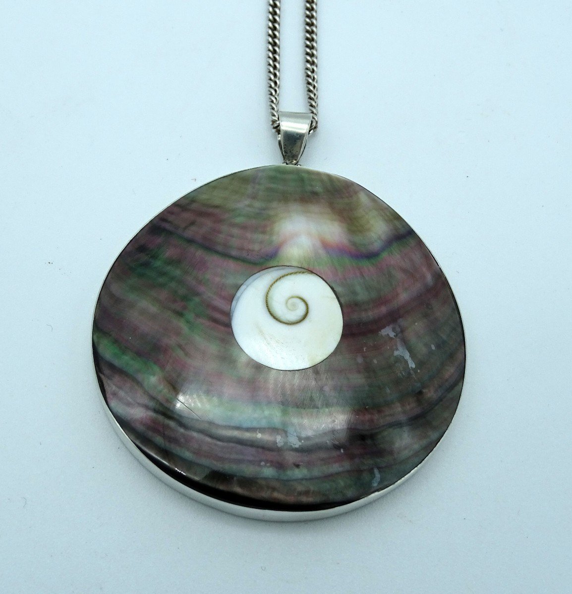 70s Silver And Mother-of-pearl Pendant