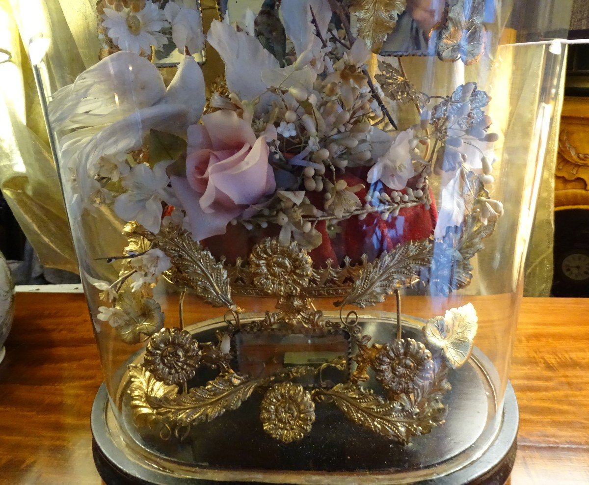 Bridal Bouquet Under Globe  Napoleon III-photo-3