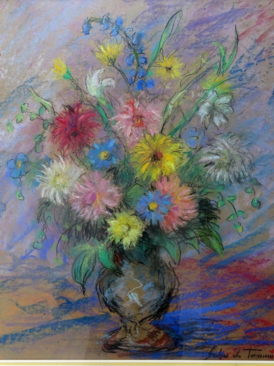 Pastel Of Flowers Dahlias 20th