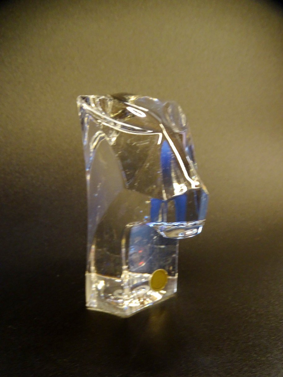 Baboon Head In Crystal From Saint-louis 1970s-photo-2