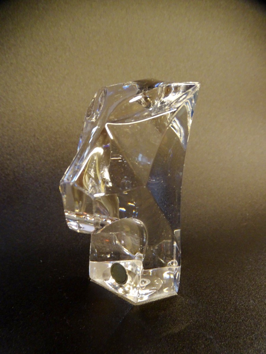 Baboon Head In Crystal From Saint-louis 1970s-photo-3