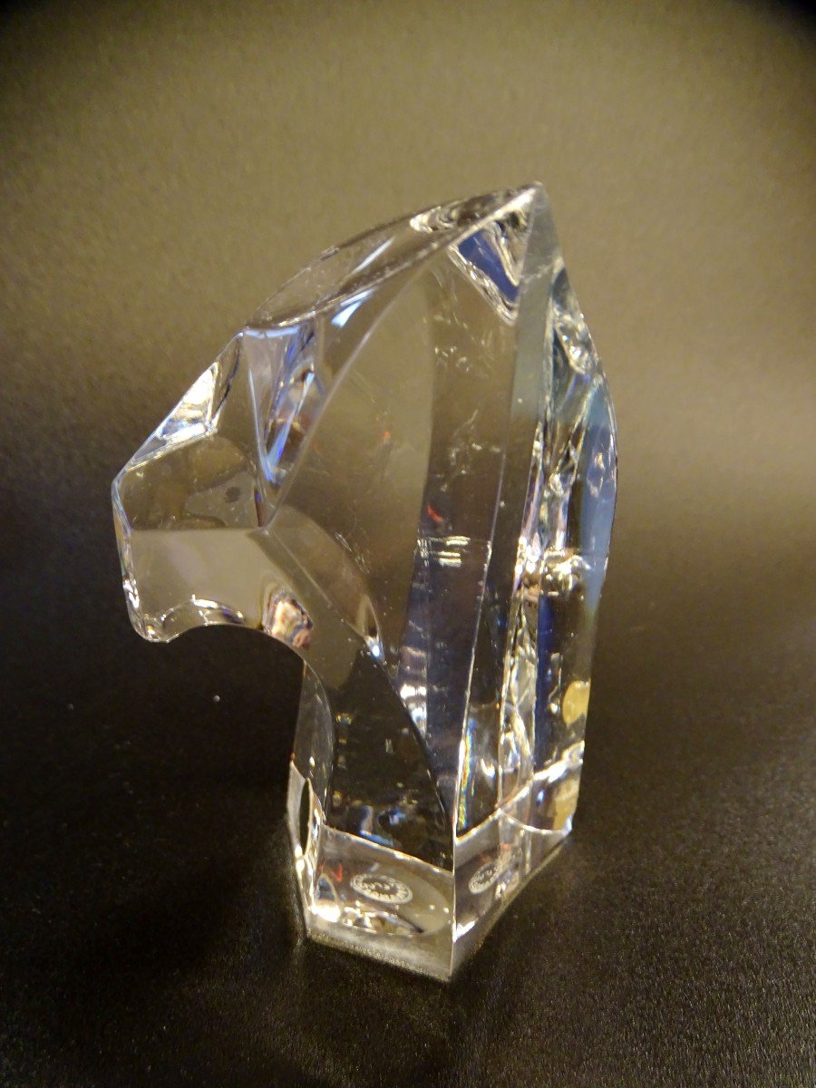 Baboon Head In Crystal From Saint-louis 1970s-photo-4