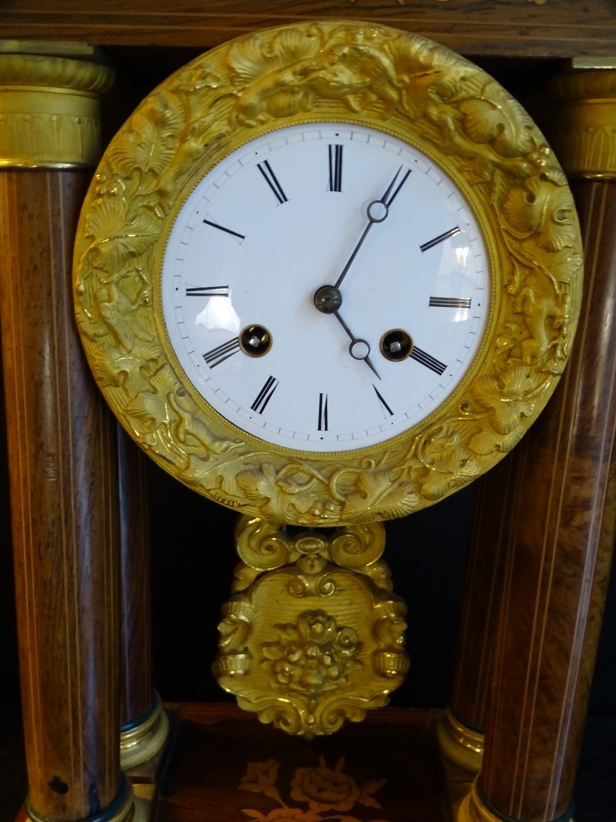 Inlaid Portico Clock Charles X-photo-3