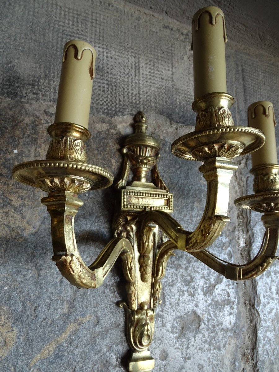 Pair Of Gilt Bronze Wall Lights 1830/1850-photo-4